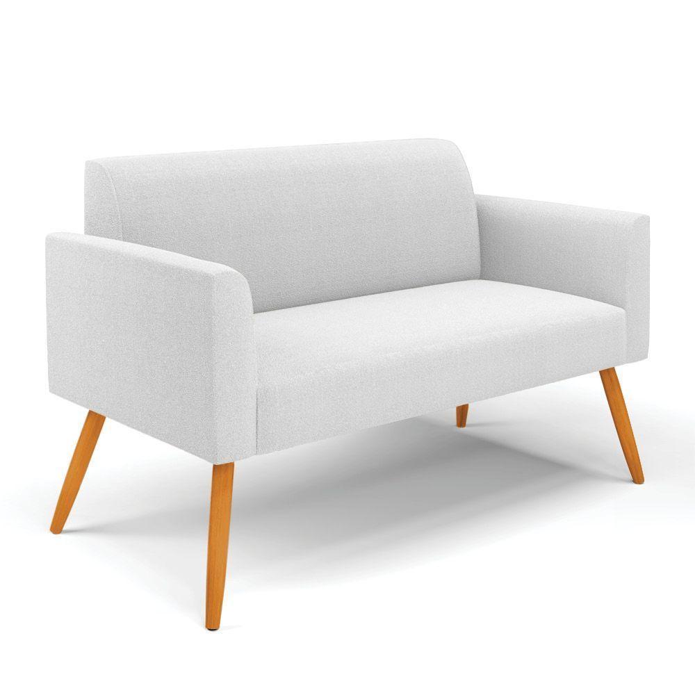 Sofá 2 Lugares Namoradeira Pé Palito Castanho Marisa Bouclê Off White D03 - D'rossi - 1
