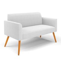Sofá 2 Lugares Namoradeira Pé Palito Castanho Marisa Bouclê Off White D03 - D'rossi - 1