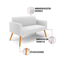 Sofá 2 Lugares Namoradeira Pé Palito Castanho Marisa Bouclê Off White D03 - D'rossi - 3