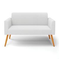 Sofá 2 Lugares Namoradeira Pé Palito Castanho Marisa Bouclê Off White D03 - D'rossi - 5