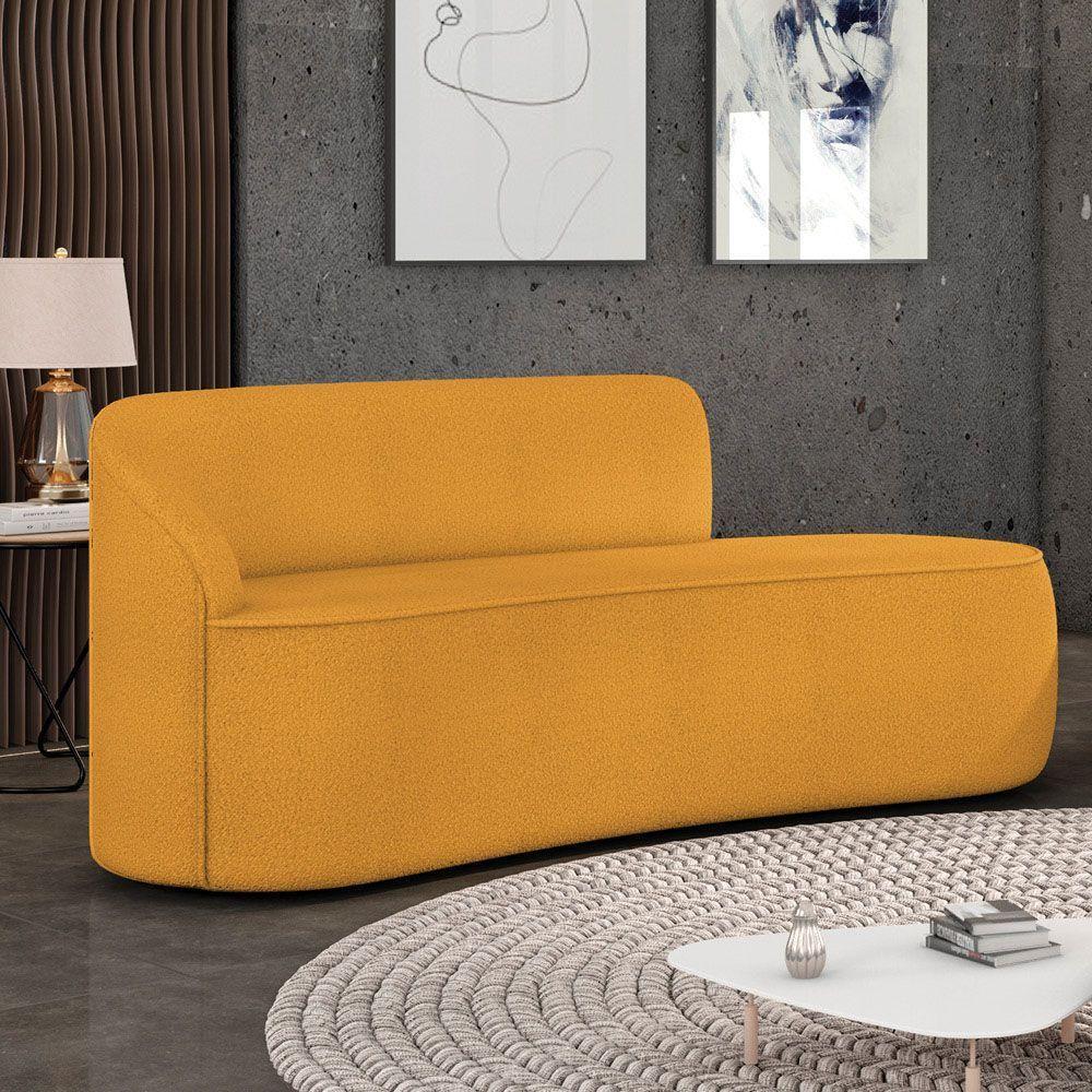 Sofá 2 Lugares Orgânico 140 Cm Morgan Bouclê Mostarda D03 - D'rossi - 2