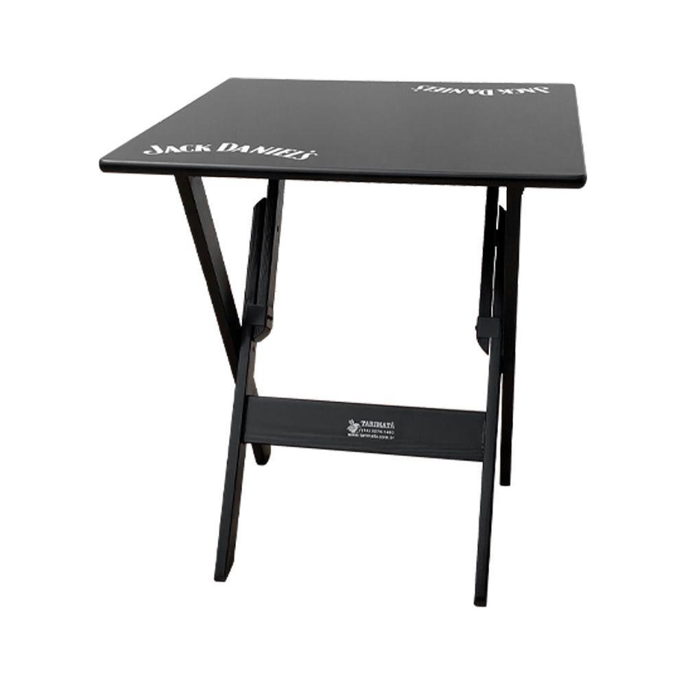 Mesa Dobrável 70x70 Madeira Personalizada Jack Preta - Tarimatã - 1