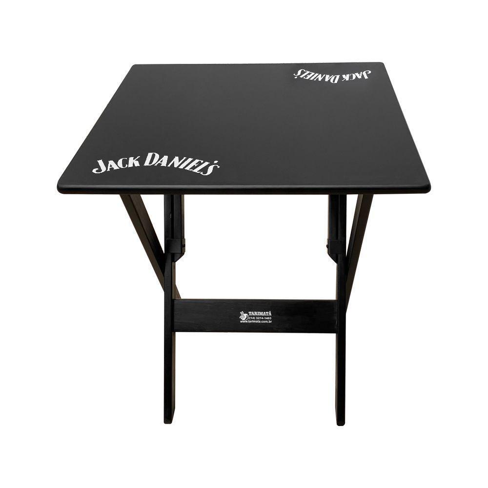 Mesa Dobrável 70x70 Madeira Personalizada Jack Preta - Tarimatã - 2