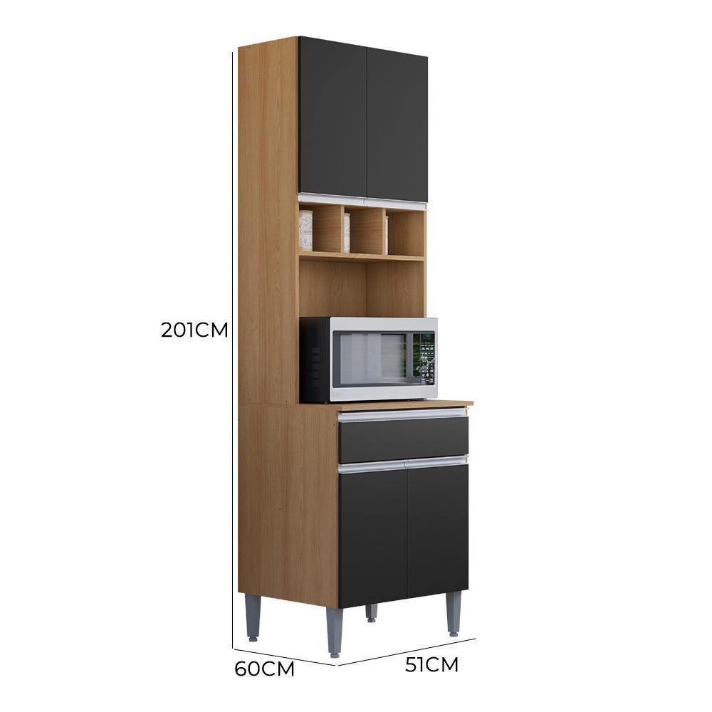 Paneleiro Duplo Andréia 4 Portas E 1 Gaveta Amêndoa-preto - Ajl Móveis Amêndoa-preto - 2