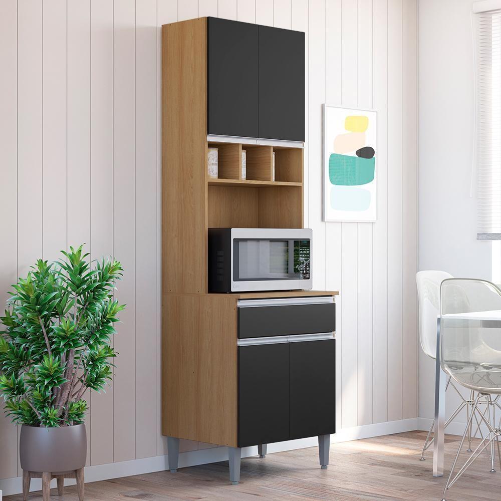 Paneleiro Duplo Andréia 4 Portas E 1 Gaveta Amêndoa-preto - Ajl Móveis Amêndoa-preto - 3