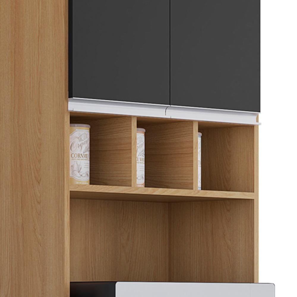 Paneleiro Duplo Andréia 4 Portas E 1 Gaveta Amêndoa-preto - Ajl Móveis Amêndoa-preto - 4