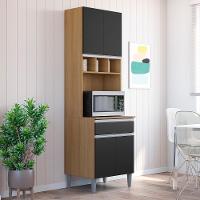 Paneleiro Duplo Andréia 4 Portas E 1 Gaveta Amêndoa-preto - Ajl Móveis Amêndoa-preto - 3