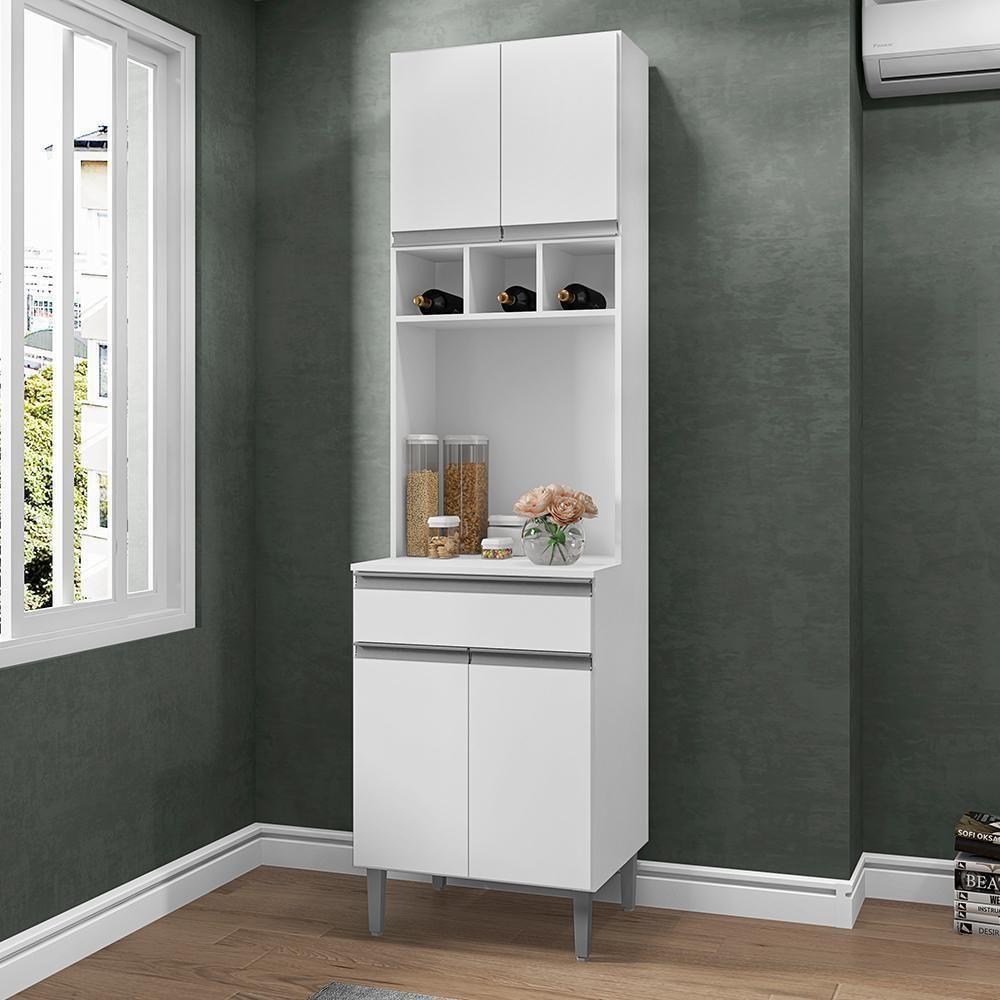 Paneleiro Duplo Andréia 4 Portas E 1 Gaveta Branco - Ajl Móveis Branco - 2