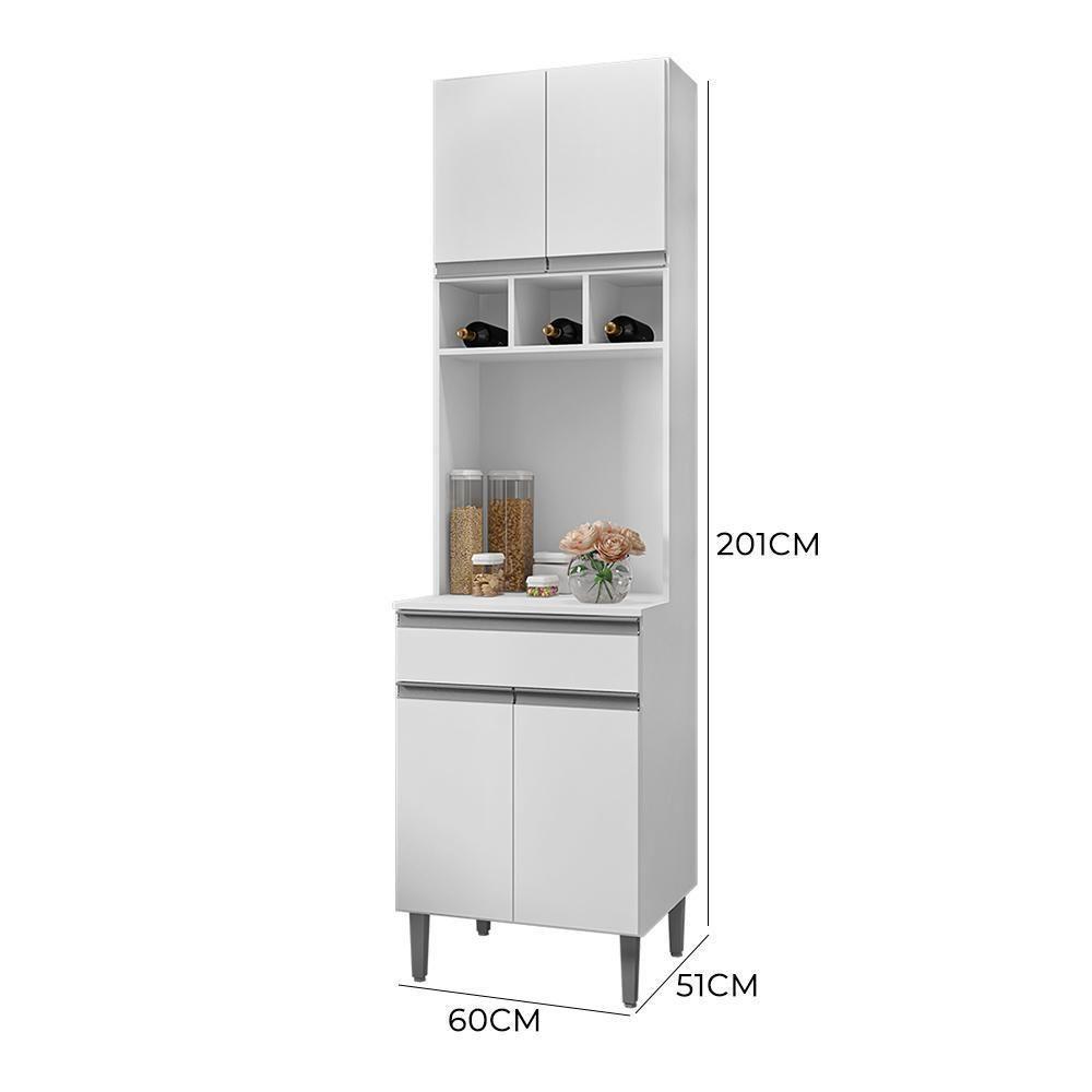 Paneleiro Duplo Andréia 4 Portas E 1 Gaveta Branco - Ajl Móveis Branco - 5