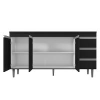 Kit De Cozinha Andréia Balcão 160cm Preto Com Tampo Mdp E Aéreo - Ajl Móveis Preto - 6