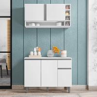 Kit De Cozinha Vanessa Balcão Com Tampo Mdp E Aéreo Branco - Ajl Móveis Branco - 2
