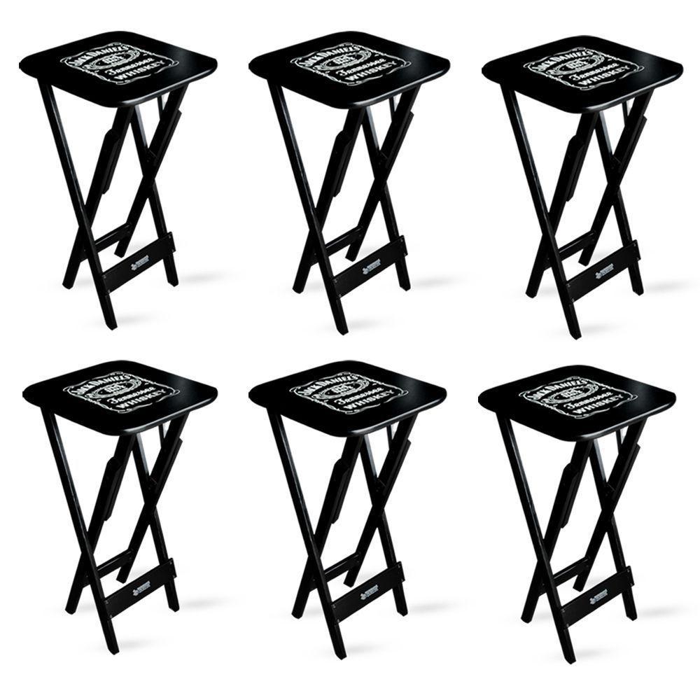 Kit 6 Mesas Bistrô Dobrável Jack Daniel's Madeira Preta - 1