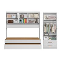 Dormitório ônix Guarda Roupa, Aéreo 4 Portas E Bicama Flex Branco Com Colchões Supreme D20 - Peternella Móveis Branco - 3