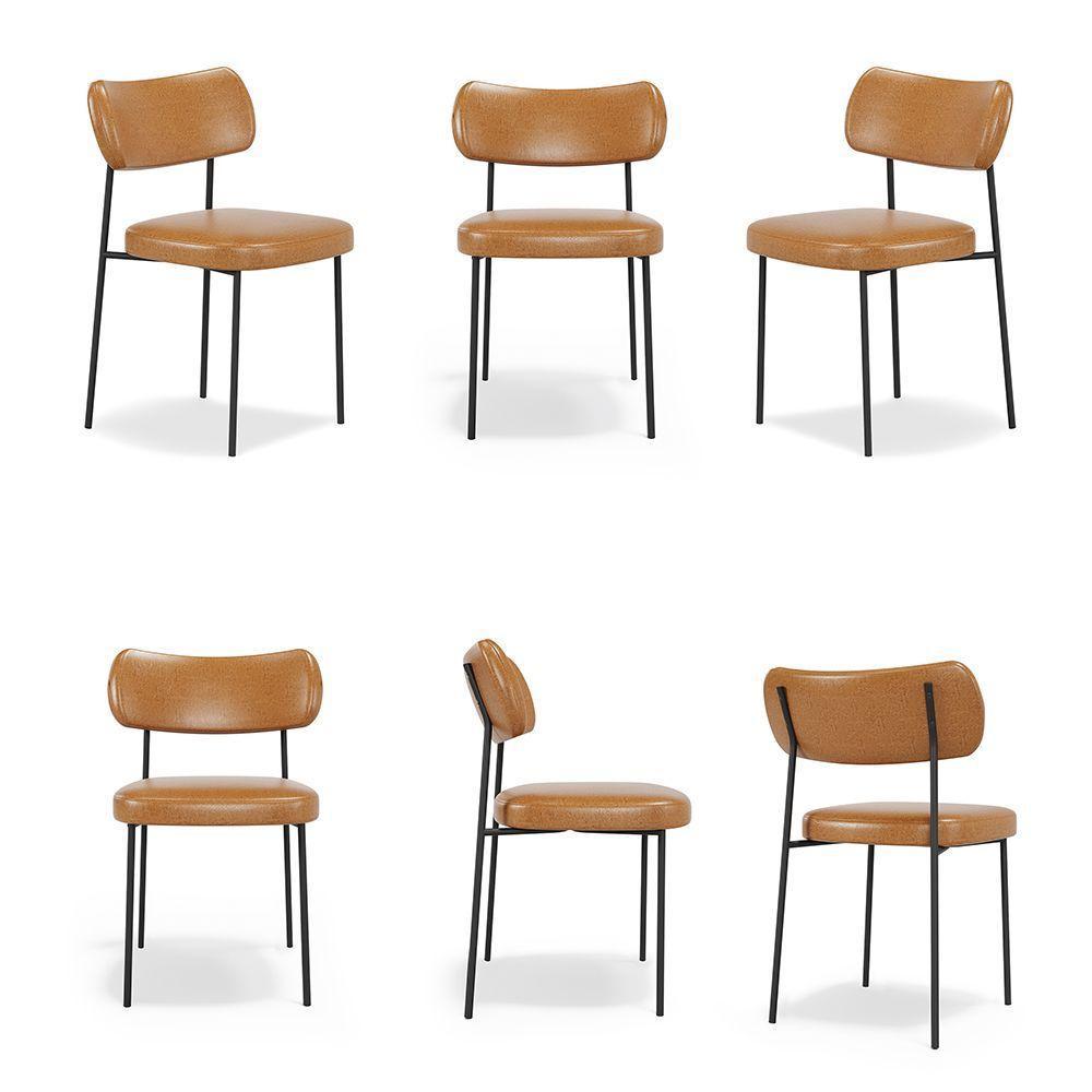Cadeiras De Jantar Base Ferro Nile Kit 6 Sintético Pu Caramelo A08 - D'rossi - 1