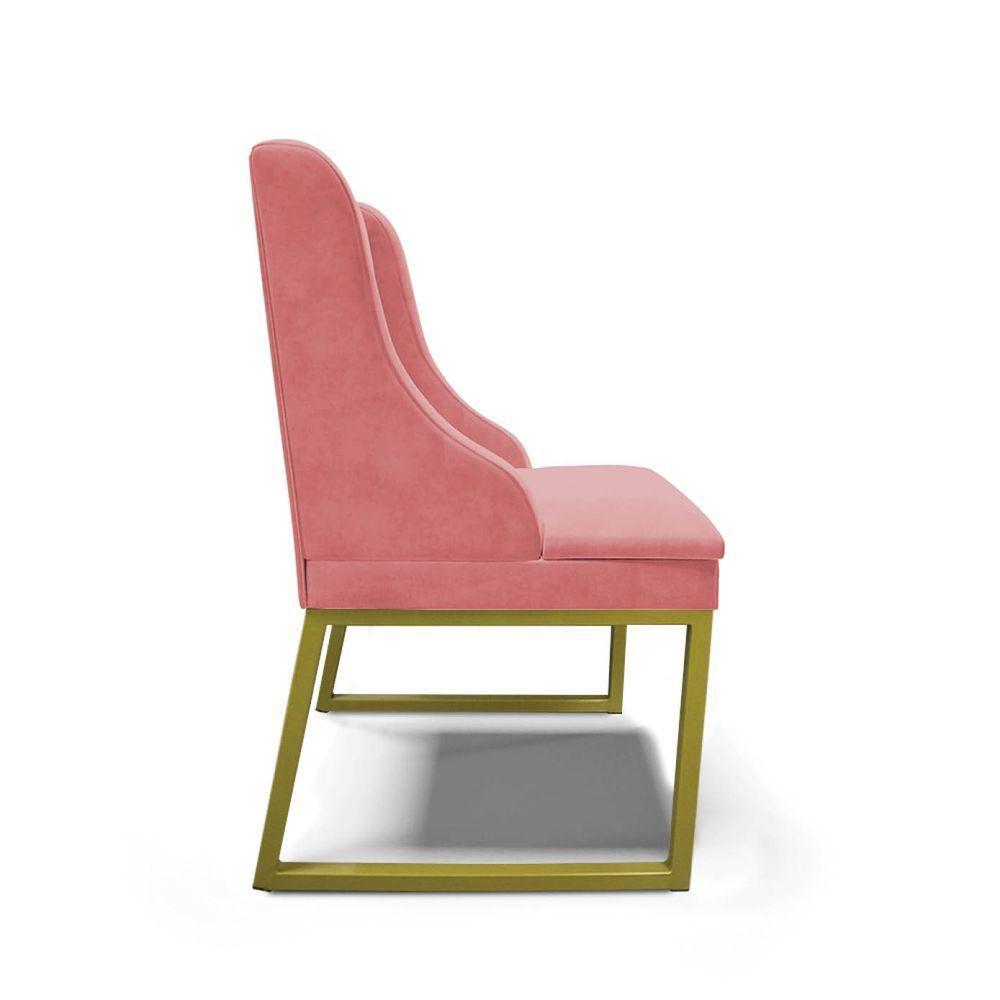 Cadeira Sala De Jantar Industrial Dourado Kit 2 Liz Suede Rosê D03 - D'rossi - 5