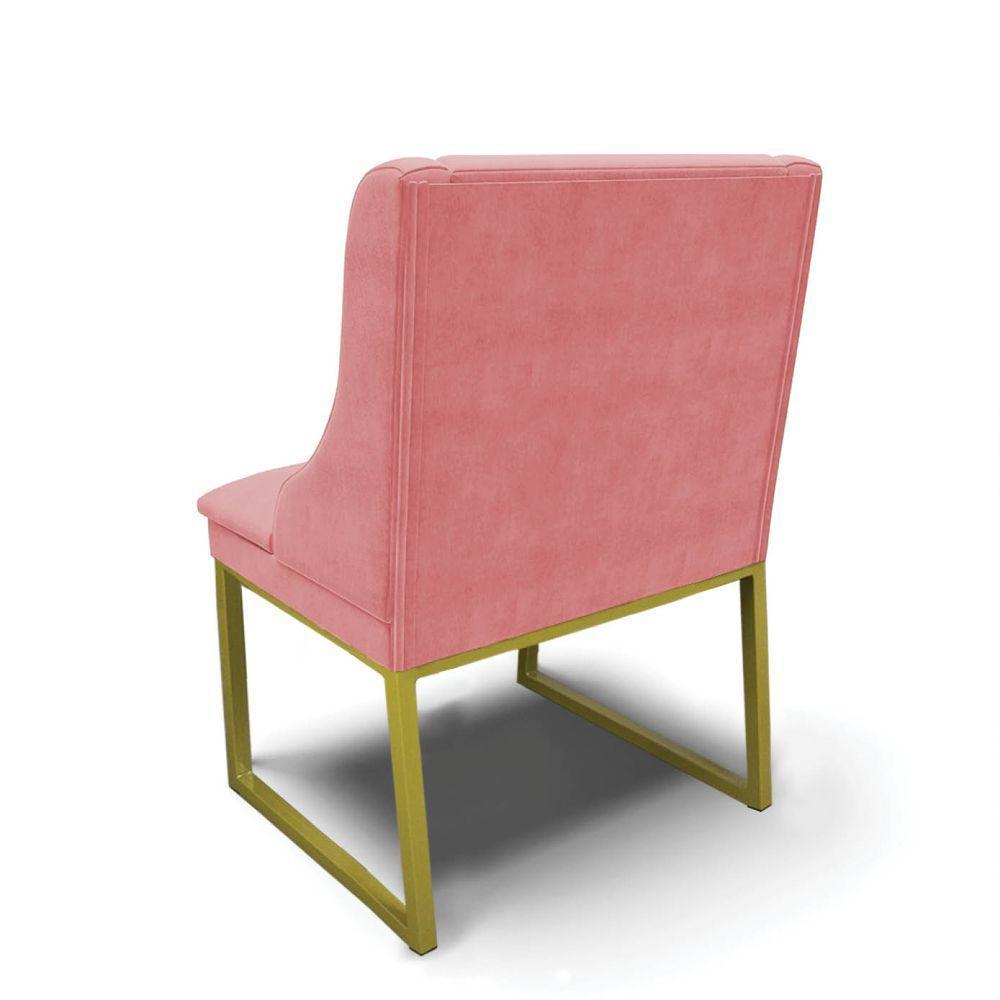 Cadeira Sala De Jantar Industrial Dourado Kit 2 Liz Suede Rosê D03 - D'rossi - 6