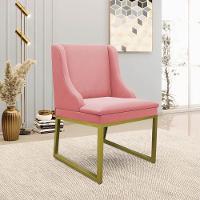 Cadeira Sala De Jantar Industrial Dourado Kit 2 Liz Suede Rosê D03 - D'rossi - 2