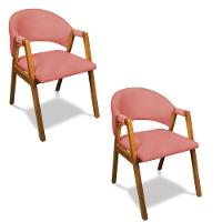 Cadeira Sala De Jantar Em Madeira Kit 2 Yara Suede Rosê D03 - D'rossi - 1