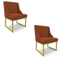 Cadeira Sala De Jantar Industrial Dourado Kit 2 Liz Bouclê Terra D03 - D'rossi - 1