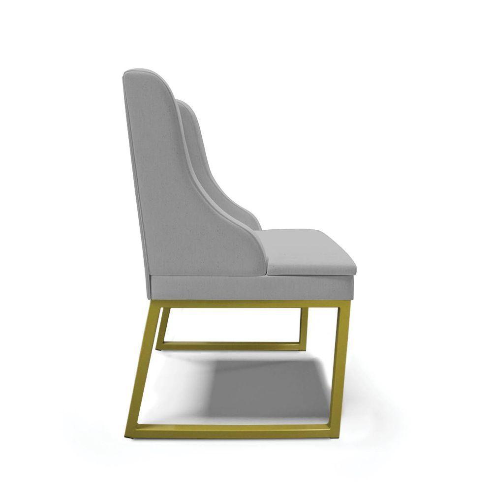 Cadeira Sala De Jantar Industrial Dourado Kit 2 Liz Linho Cinza D03 - D'rossi - 5