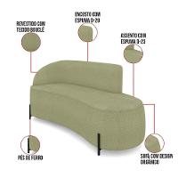 Sofá 3 Lugares Orgânico 180cm Pé Ferro Preto Morgan Bouclê Pistache D03 - D'rossi - 3