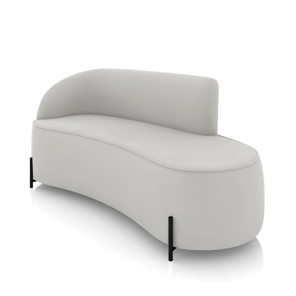 Sofá 3 Lugares Orgânico 180cm Pé Ferro Preto Morgan Veludo Cinza D03 - D'rossi - 1