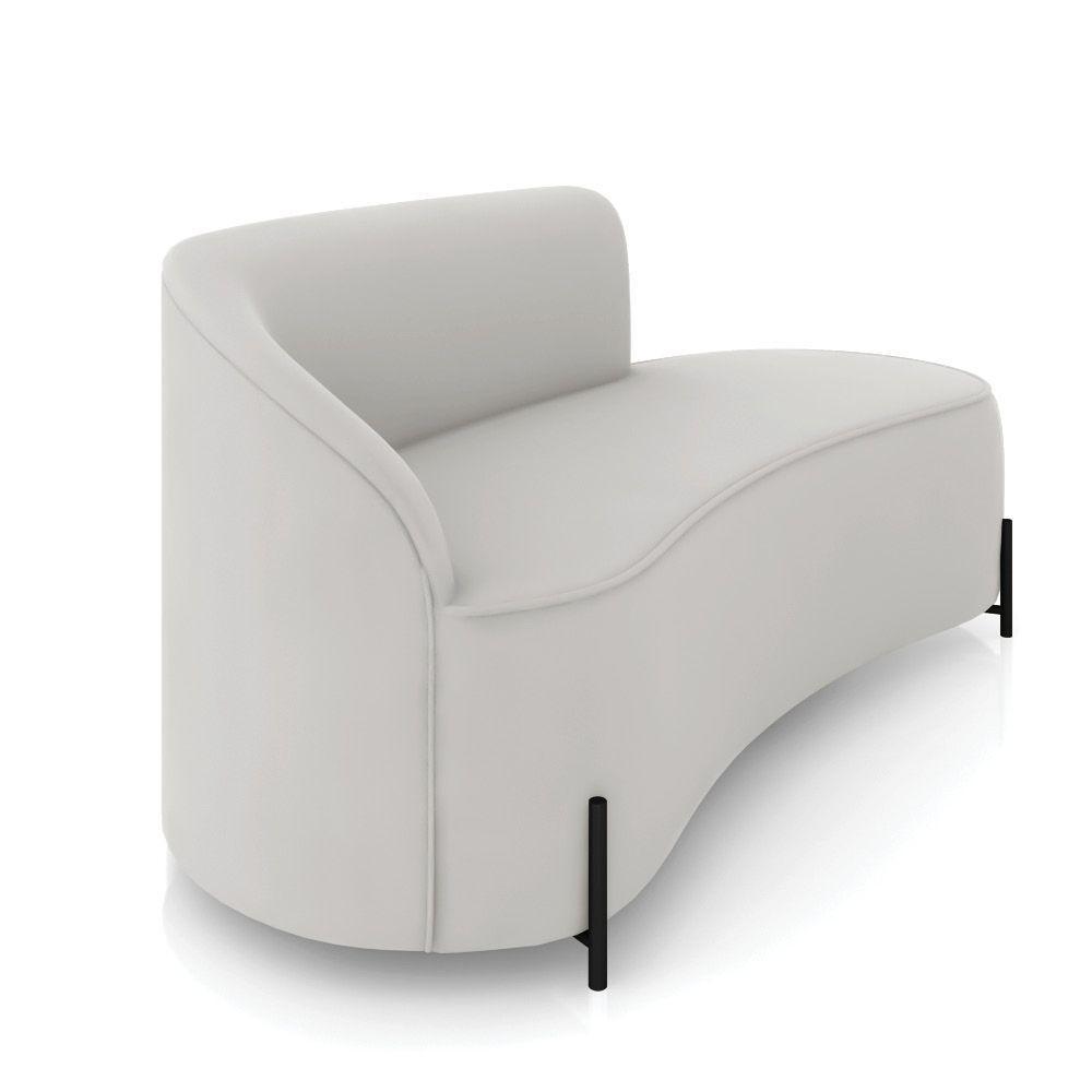 Sofá 3 Lugares Orgânico 180cm Pé Ferro Preto Morgan Veludo Cinza D03 - D'rossi - 6