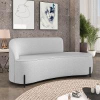 Sofá 3 Lugares Orgânico 180cm Pé Ferro Preto Morgan Linho Cinza D03 - D'rossi - 2