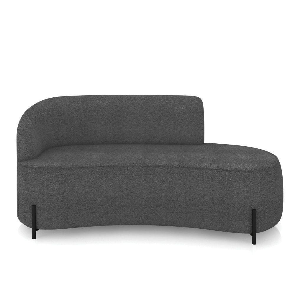 Sofá 3 Lugares Orgânico 180cm Pé Ferro Preto Morgan Bouclê Grafite D03 - D'rossi - 5