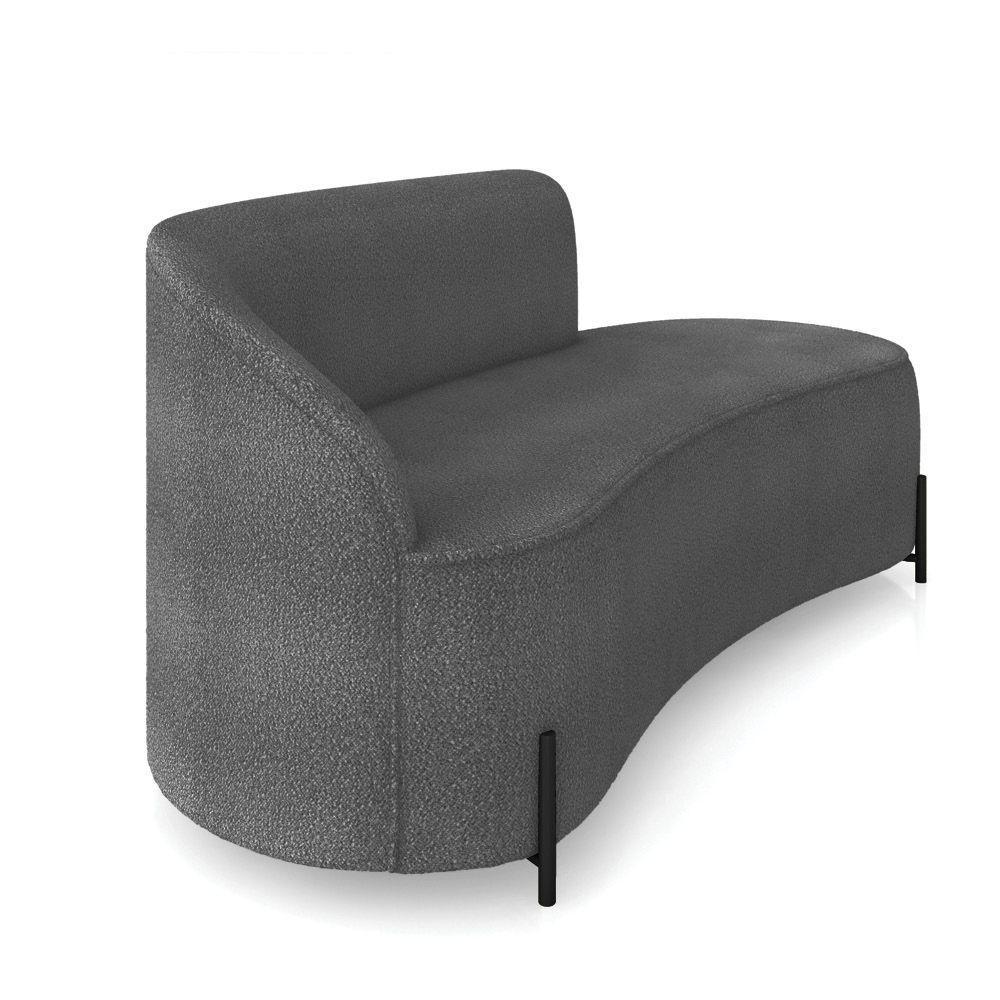 Sofá 3 Lugares Orgânico 180cm Pé Ferro Preto Morgan Bouclê Grafite D03 - D'rossi - 6