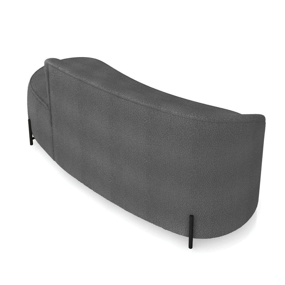 Sofá 3 Lugares Orgânico 180cm Pé Ferro Preto Morgan Bouclê Grafite D03 - D'rossi - 8