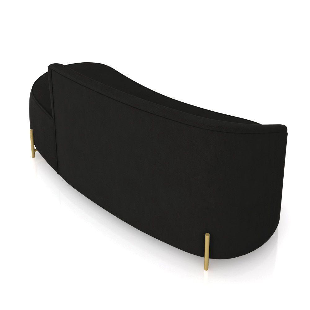Sofá 3 Lugares Orgânico 180cm Pé Dourado Morgan Suede Preto D03 - D'rossi - 8