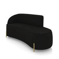 Sofá 3 Lugares Orgânico 180cm Pé Dourado Morgan Suede Preto D03 - D'rossi - 1
