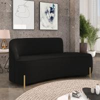 Sofá 3 Lugares Orgânico 180cm Pé Dourado Morgan Suede Preto D03 - D'rossi - 2
