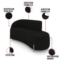 Sofá 3 Lugares Orgânico 180cm Pé Dourado Morgan Suede Preto D03 - D'rossi - 3