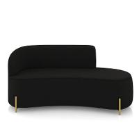 Sofá 3 Lugares Orgânico 180cm Pé Dourado Morgan Suede Preto D03 - D'rossi - 5