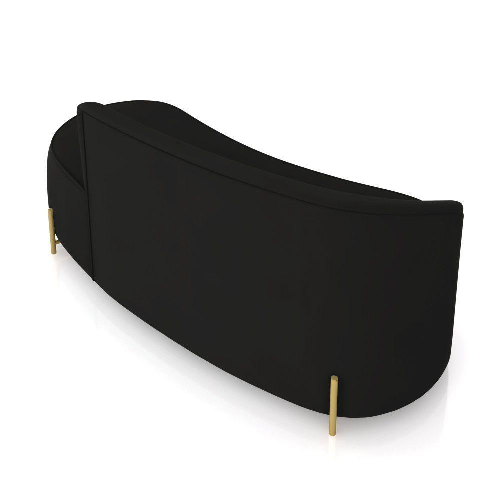 Sofá 3 Lugares Orgânico 180cm Pé Dourado Morgan Veludo Preto D03 - D'rossi - 8