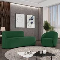 Sofá 3 Lugares Orgânico 180cm Morgan E Poltrona Lua Veludo Verde D03 - D'rossi - 2