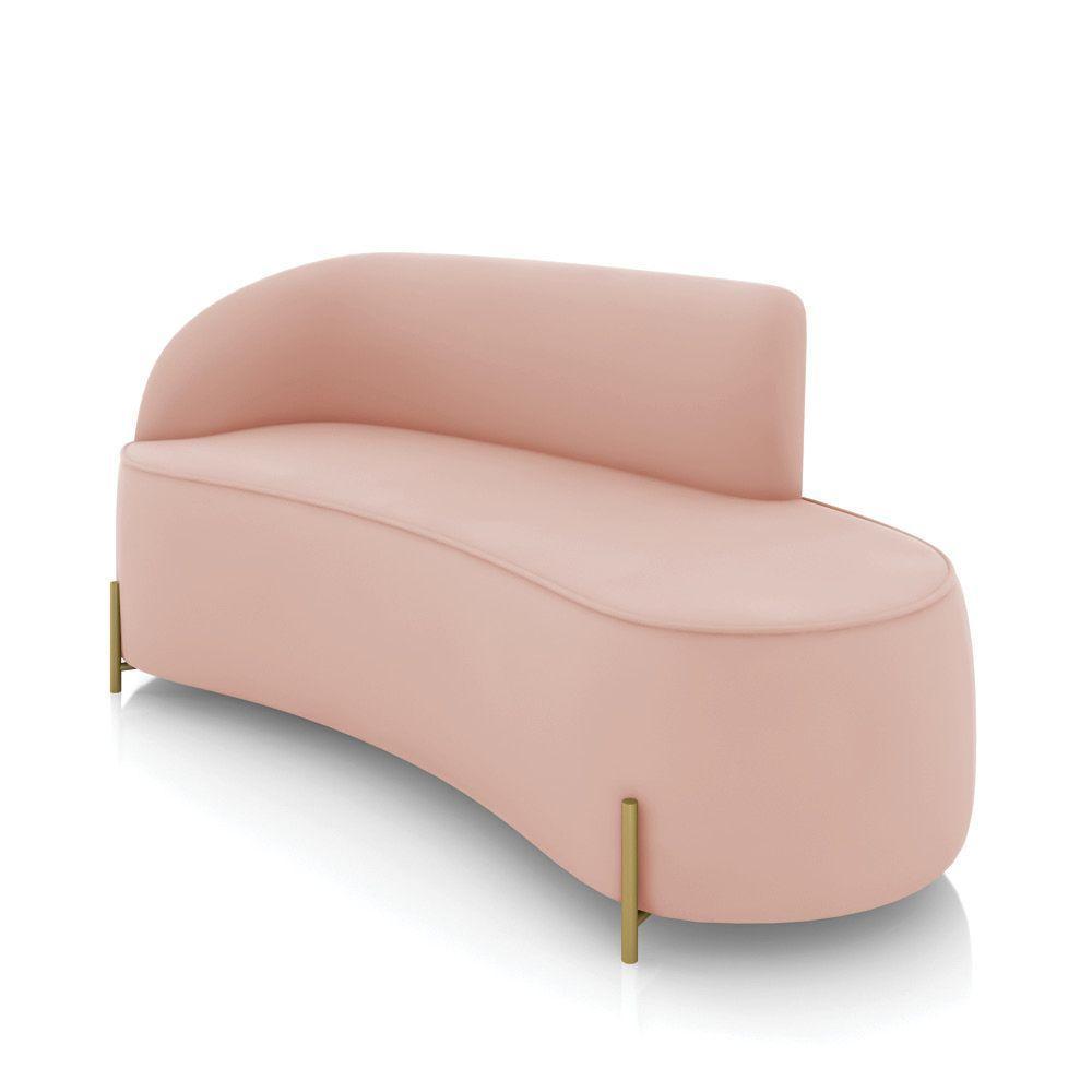 Sofá 3 Lugares Orgânico 180cm Pé Dourado Morgan Veludo Rosê D03 - D'rossi - 1