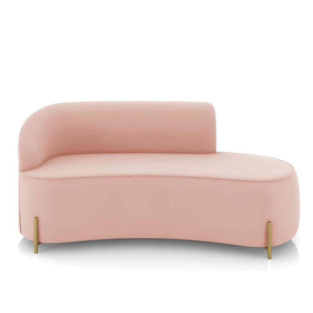 Sofá 3 Lugares Orgânico 180cm Pé Dourado Morgan Veludo Rosê D03 - D'rossi - 5