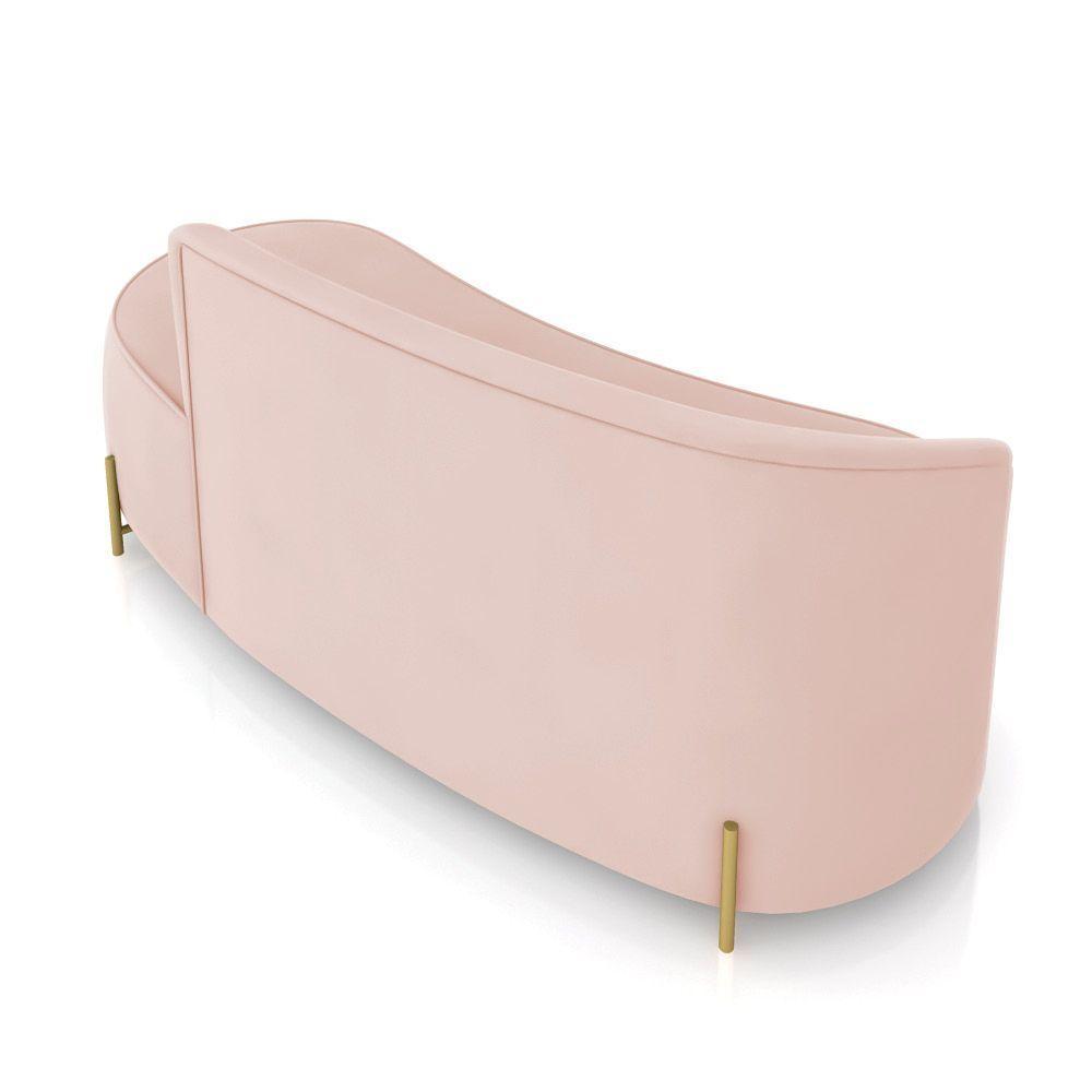 Sofá 3 Lugares Orgânico 180cm Pé Dourado Morgan Veludo Rosê D03 - D'rossi - 8