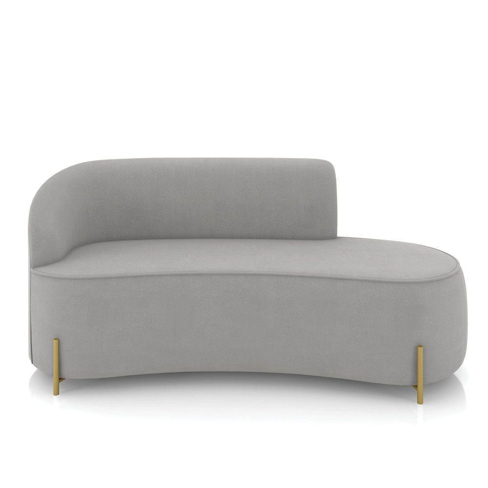 Sofá 3 Lugares Orgânico 180cm Pé Dourado Morgan Suede Cinza D03 - D'rossi - 5