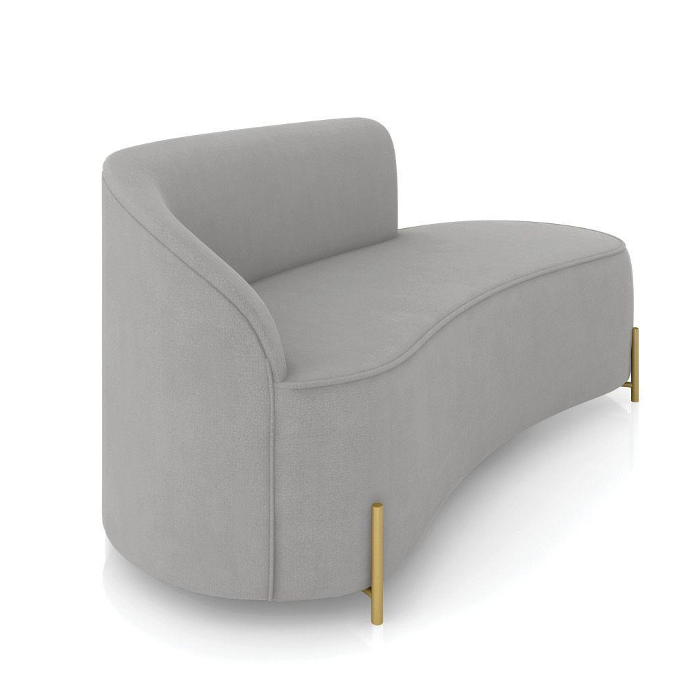 Sofá 3 Lugares Orgânico 180cm Pé Dourado Morgan Suede Cinza D03 - D'rossi - 6