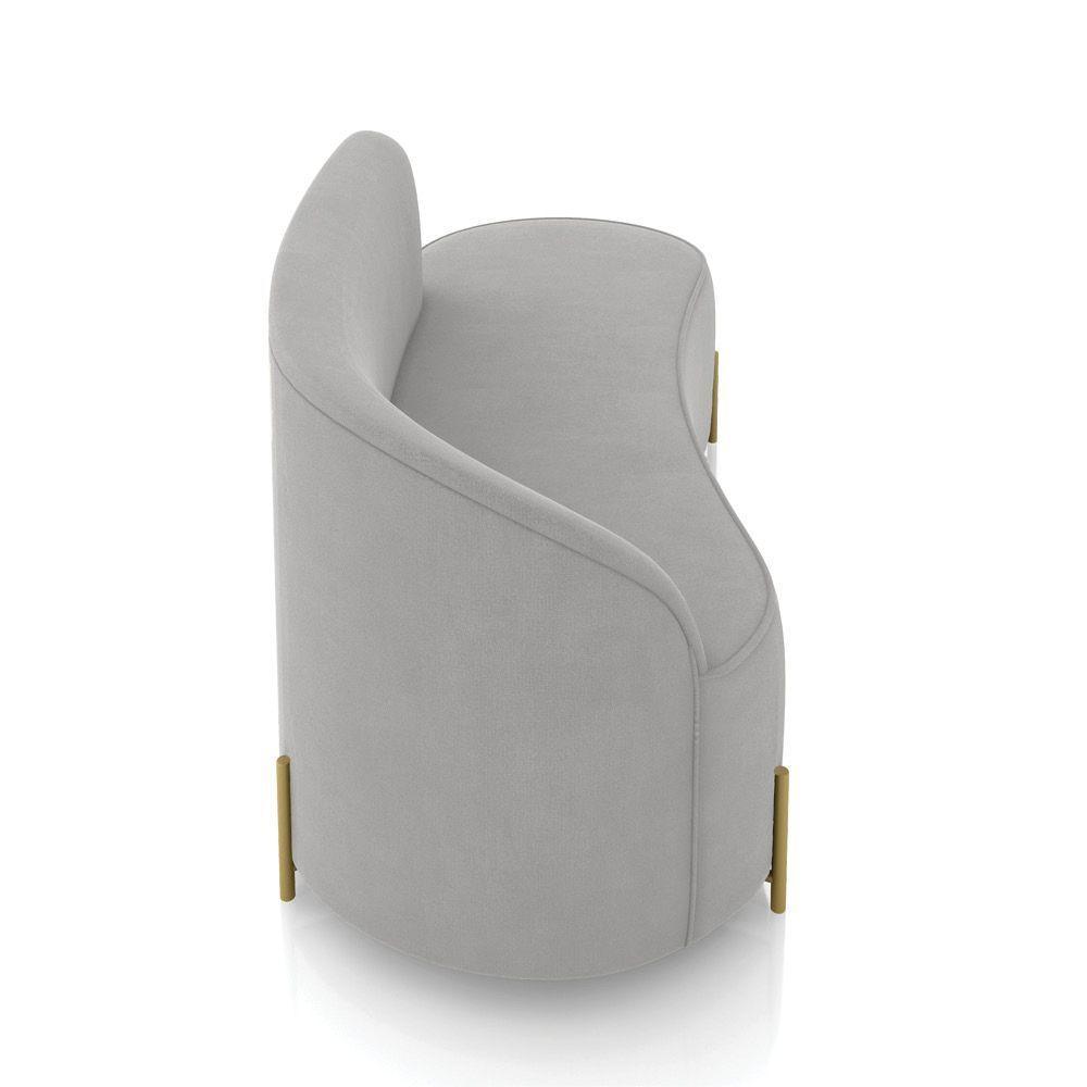 Sofá 3 Lugares Orgânico 180cm Pé Dourado Morgan Suede Cinza D03 - D'rossi - 7