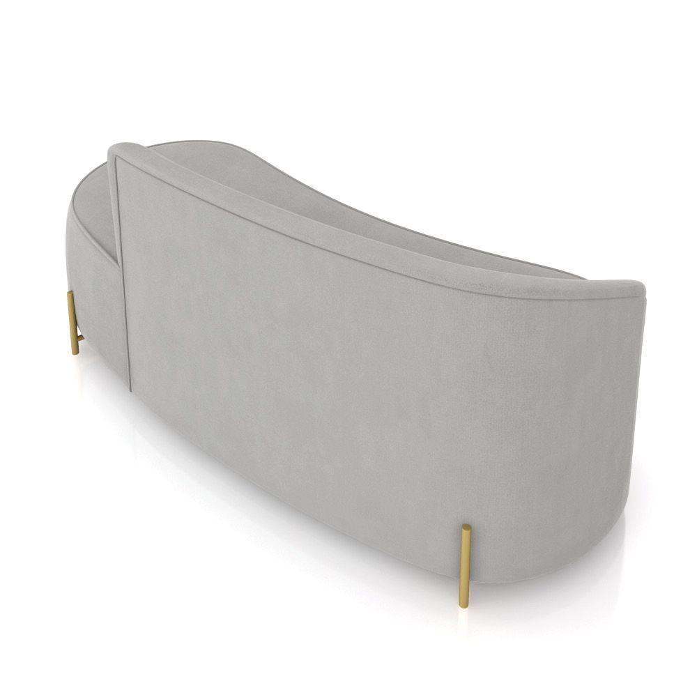 Sofá 3 Lugares Orgânico 180cm Pé Dourado Morgan Suede Cinza D03 - D'rossi - 8