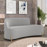 Sofá 3 Lugares Orgânico 180cm Pé Dourado Morgan Suede Cinza D03 - D'rossi - 2