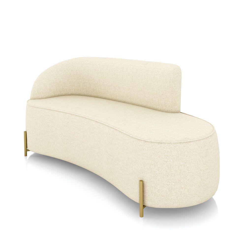 Sofá 3 Lugares Orgânico 180cm Pé Dourado Morgan Linho Bege D03 - D'rossi - 1