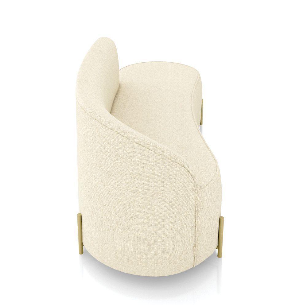 Sofá 3 Lugares Orgânico 180cm Pé Dourado Morgan Linho Bege D03 - D'rossi - 6