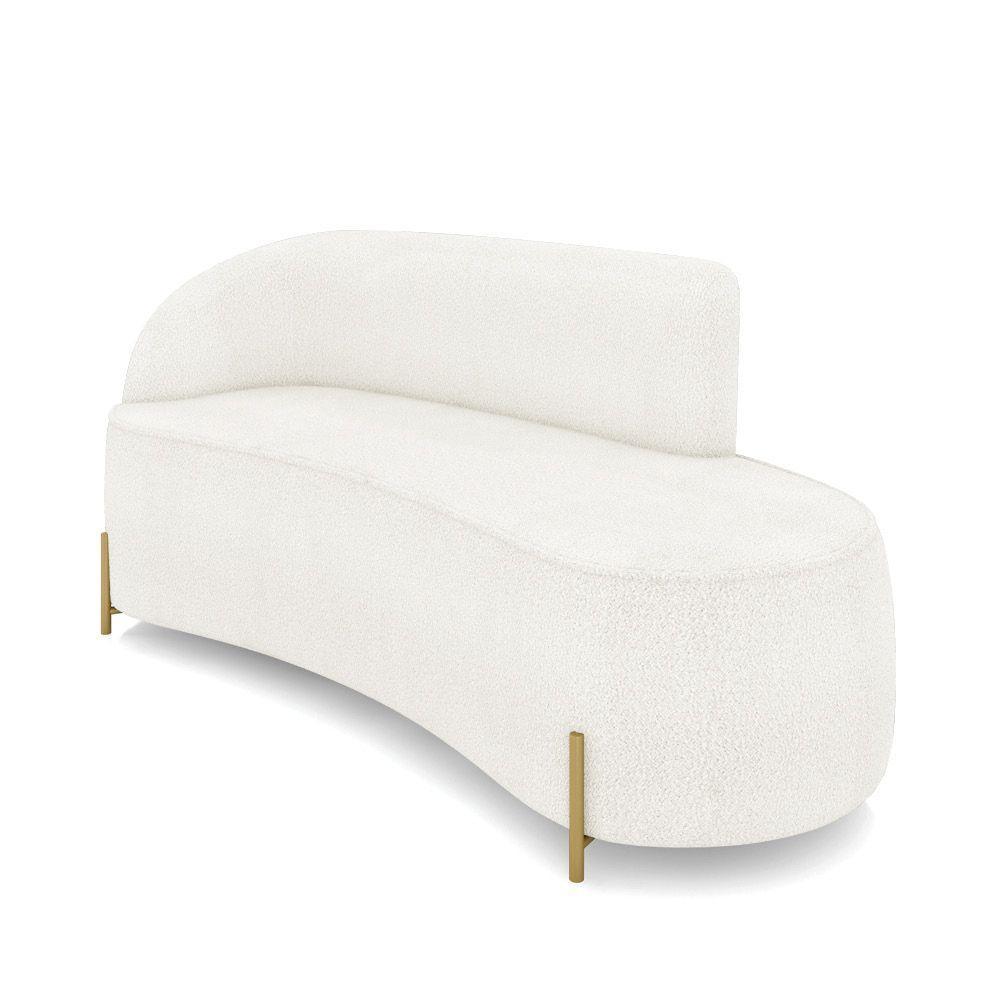 Sofá 3 Lugares Orgânico 180cm Pé Dourado Morgan Bouclê Off White D03 - D'rossi - 1