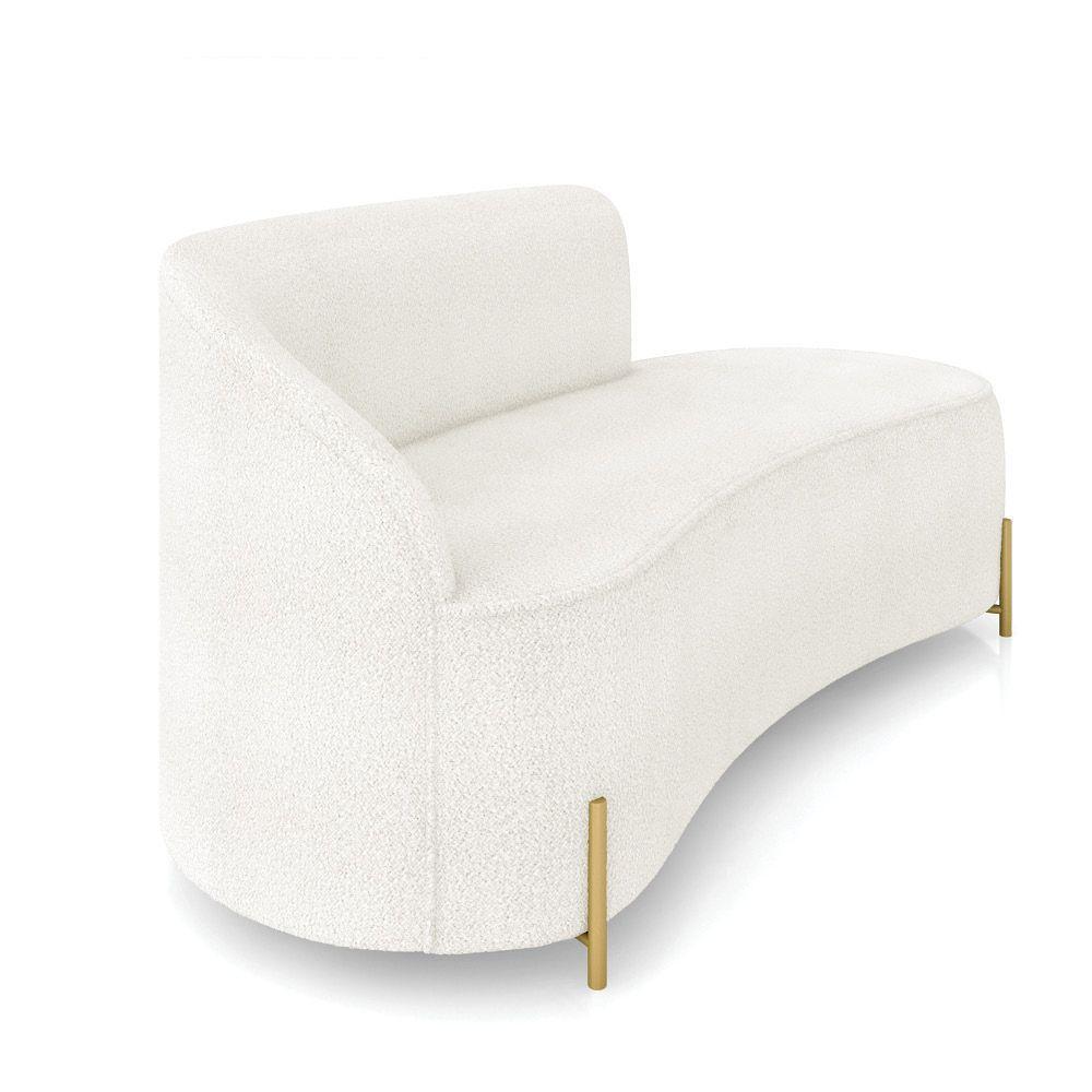 Sofá 3 Lugares Orgânico 180cm Pé Dourado Morgan Bouclê Off White D03 - D'rossi - 6